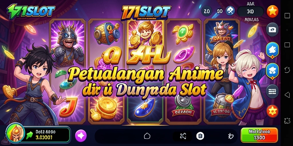 Tampilan gameplay yang penuh warna dari 171SLOT dengan karakter Anime.