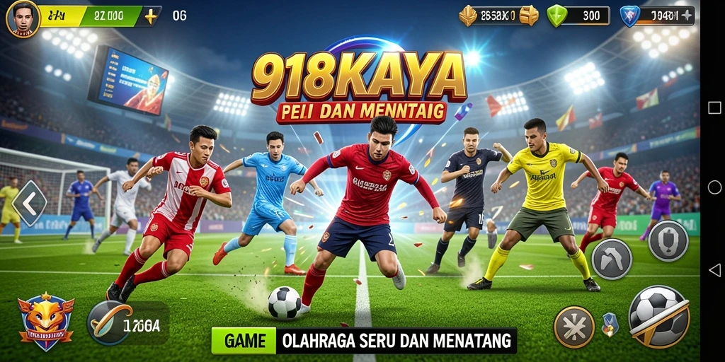 Screenshot utama gameplay 918KAYA menampilkan aksi olahraga yang mendebarkan.