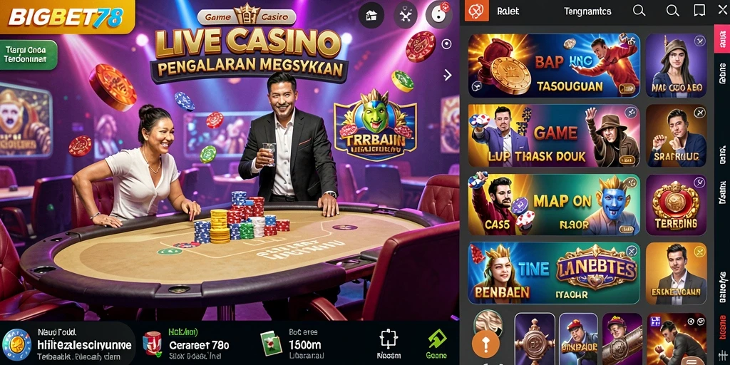 Tampilan screenshot BIGBET78 menunjukkan gameplay Live Casino yang mendebarkan.