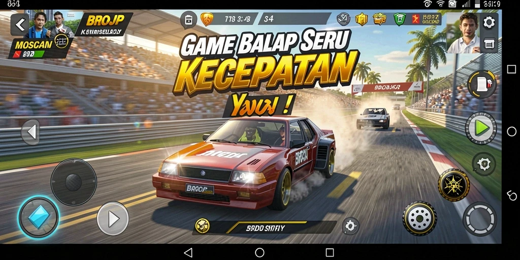 Tampilan menarik dari gameplay balap di BROJP yang penuh aksi.