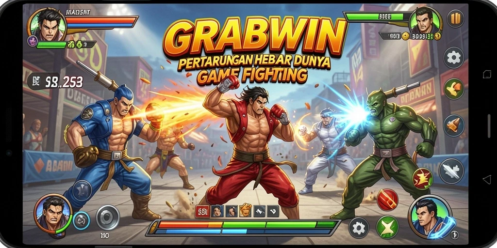 Tampilan gameplay pertarungan seru dalam GRABWIN yang mengasyikkan.
