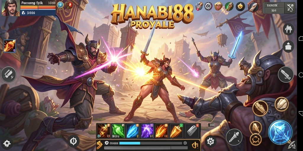 Gameplay intens dalam Battle Royale di HANABI88.