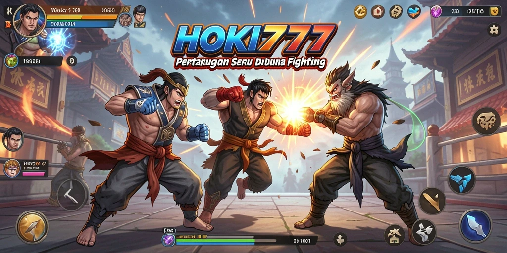 Screenshot HOKI777 menampilkan pertarungan intens antar karakter.