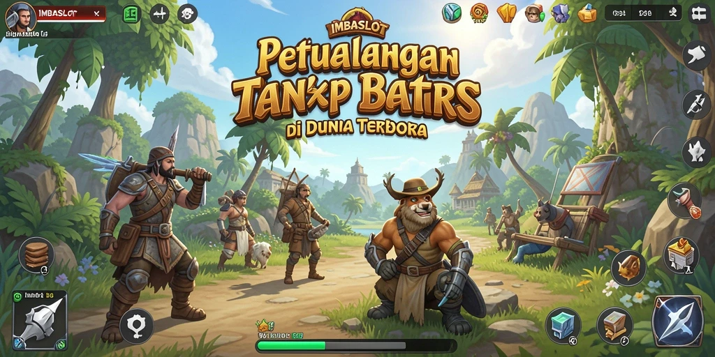 Screenshot gameplay IMBASLOT menunjukkan petualangan mengesankan di dunia terbuka.