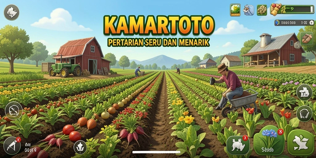 Tampilan gameplay KAMARTOTO dalam pertanian seru dan interaktif.