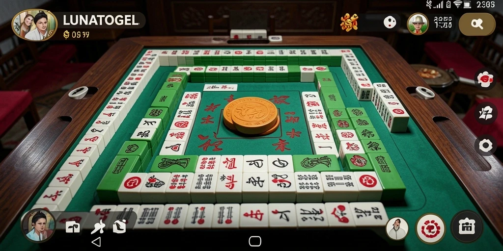 Tampilan gameplay <strong>LUNATOGEL</strong> yang seru dengan ubin Mahjong.
