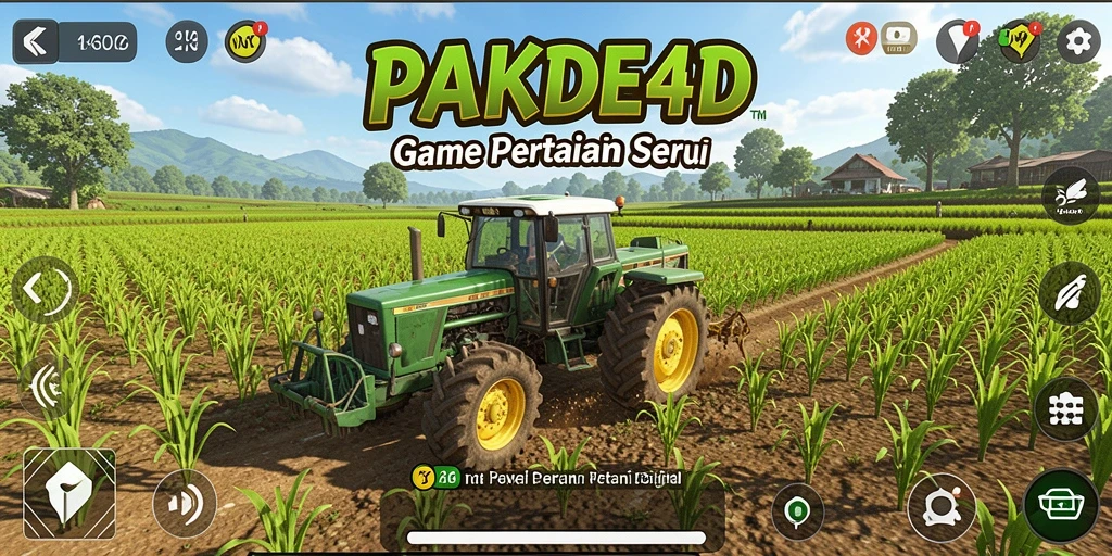 Tampilan gameplay seru dalam PAKDE4D menunjukkan aktivitas bertani yang menarik.