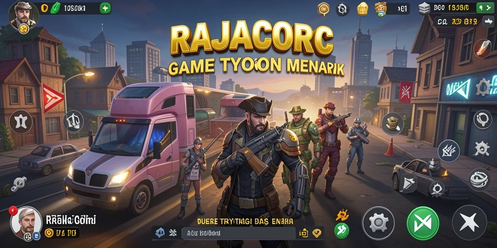 Tampilan menarik dari gameplay strategi bisnis RAJACORC.