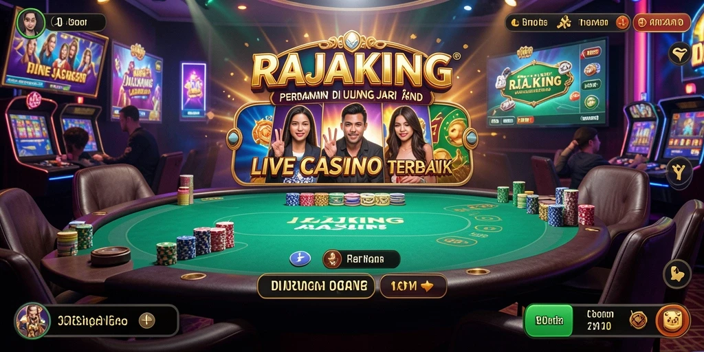 Gambar gameplay Live Casino RAJAKING dengan dealer profesional.