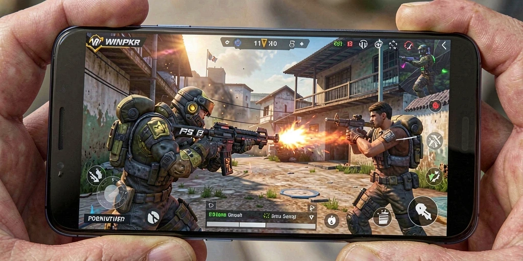 Gameplay FPS <strong>WINPKR</strong> yang penuh aksi dan intens.