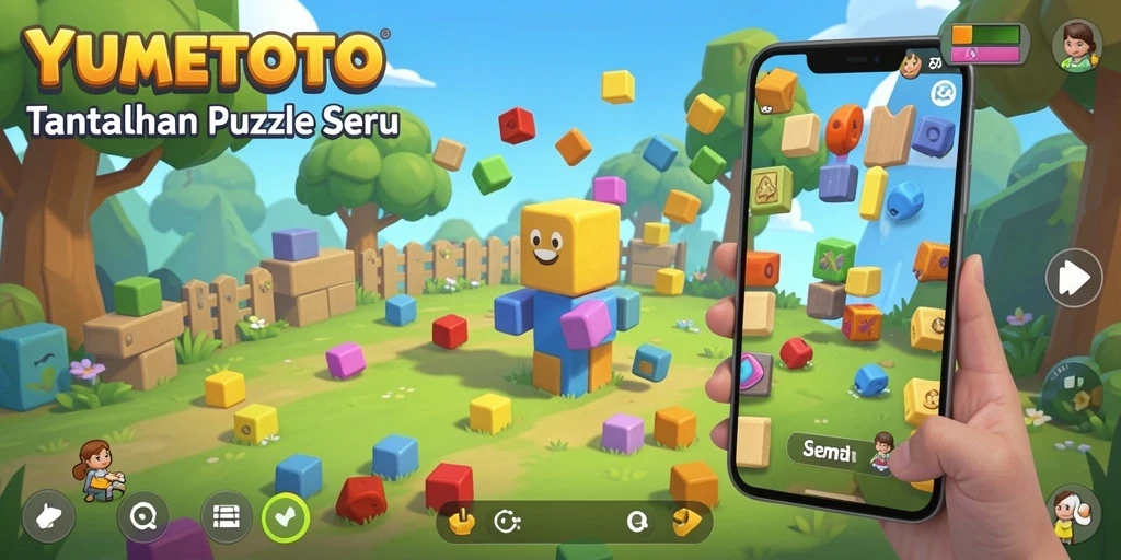 Tangkapan layar YUMETOTO menampilkan gameplay Puzzle yang seru dan menantang.